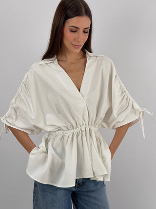 Blusa con Arricciature Bianca Lumina