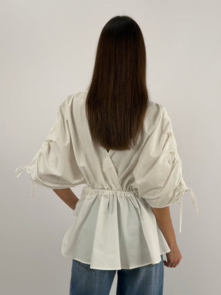 Blusa con Arricciature Bianca Lumina