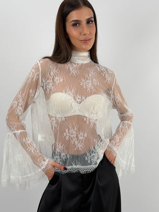 Blusa Lumina in Pizzo Bianca