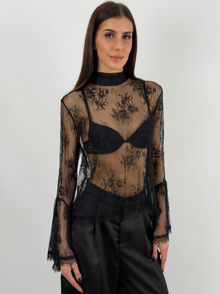 Blusa Lumina in Pizzo Nera