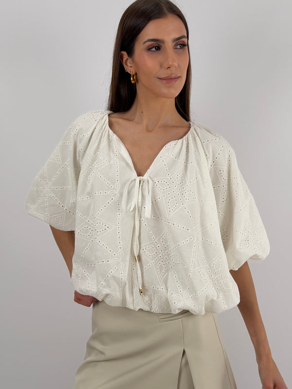 Blusa in Pizzo Bianca