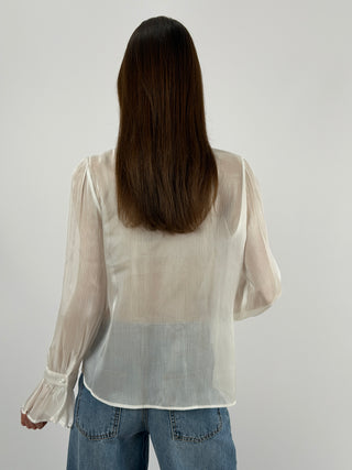 Camicia in Chiffon con Volant Bianca