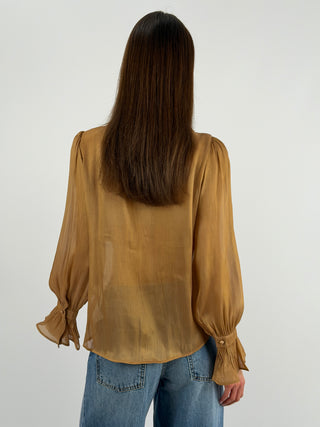Camicia in Chiffon con Volant Bronzo