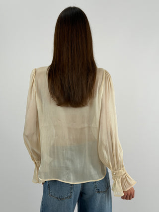 Camicia in Chiffon con Volant Crema