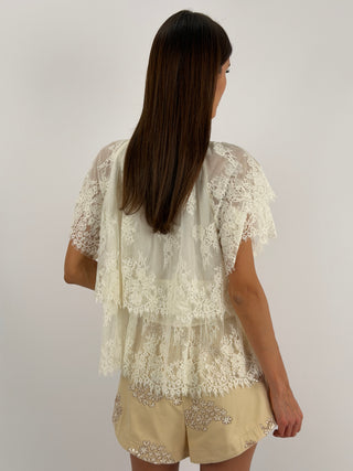 Blusa in Pizzo Panna