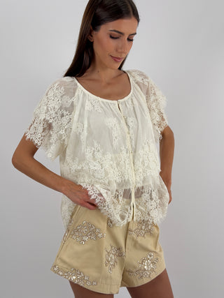 Blusa in Pizzo Panna