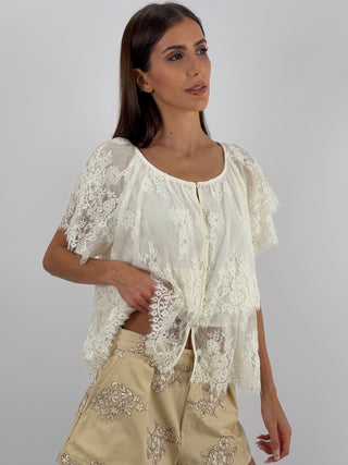Blusa in Pizzo Panna