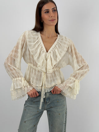 Blusa con Pizzo Panna