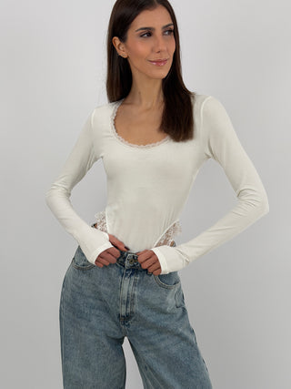 Body Lumina Bianco con Pizzo