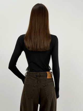 Body Lumina Nero con Pizzo