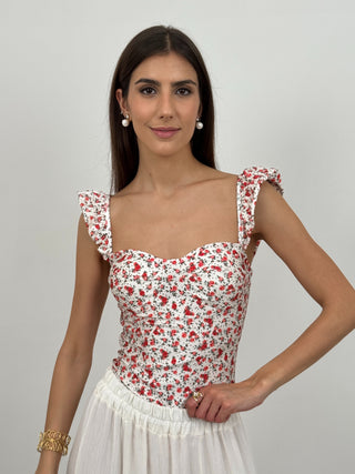 Body Bianco con Fiorellini