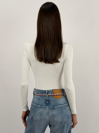 Body in Lycra a Collo Alto Bianco