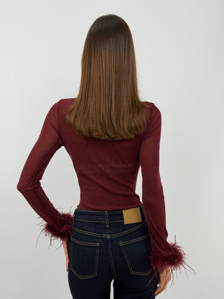 Body Bordeaux à Plumes