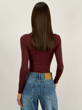 Body in Lycra a Collo Alto Bordeaux
