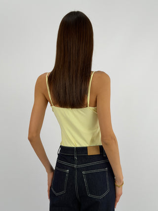 Body con Inserti in Pizzo Giallo