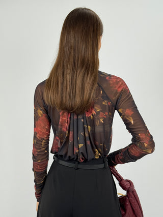 Body in Tulle Lumina Nero con Rose