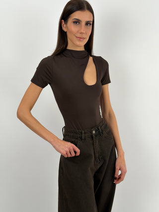 Body con Cut Out Marrone