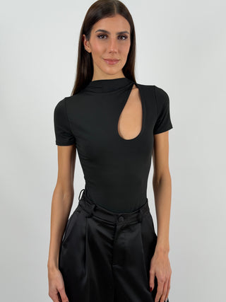 Body con Cut Out Nero
