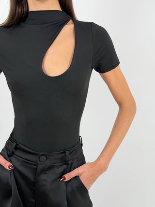 Body con Cut Out Nero