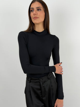 Body in Lycra a Collo Alto Nero