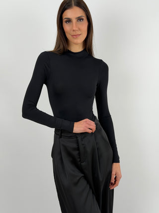 Body in Lycra a Collo Alto Nero