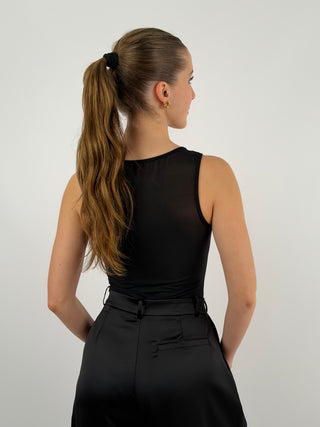 Body in Tulle con Coppe Nero