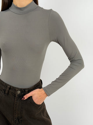 Body in Lycra a Collo Alto Fango