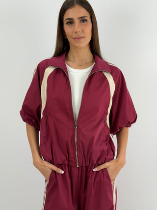 Set Giacca e Pantalone Sportivo Bordeaux con Bande Lumina
