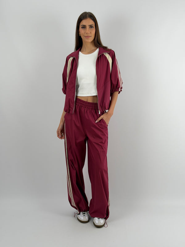 Giacca Sportiva Bordeaux con Bande Lumina