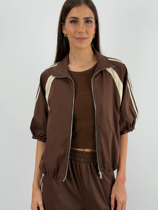 Giacca Sportiva Marrone con Bande Lumina