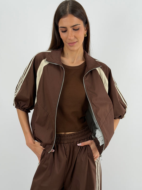 Giacca Sportiva Marrone con Bande Lumina