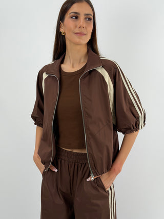 Giacca Sportiva Marrone con Bande Lumina