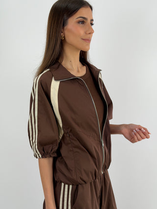 Giacca Sportiva Marrone con Bande Lumina