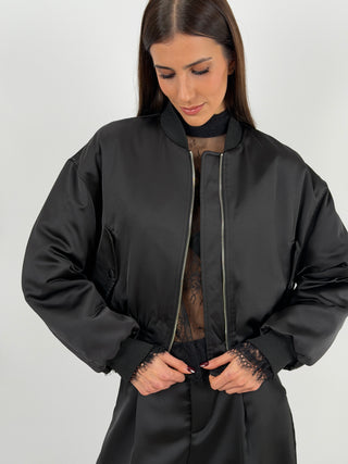 Bomber Lumina in Satin Nero