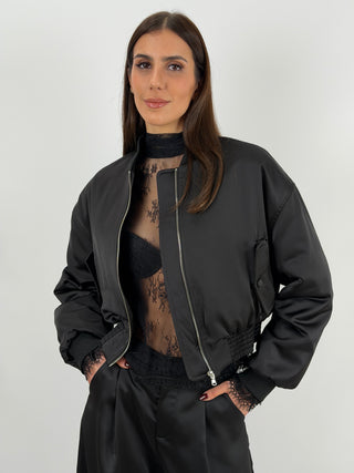 Bomber Lumina in Satin Nero
