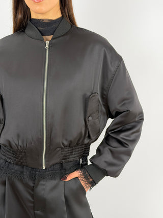 Bomber Lumina in Satin Nero