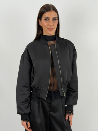 Bomber Lumina in Satin Nero