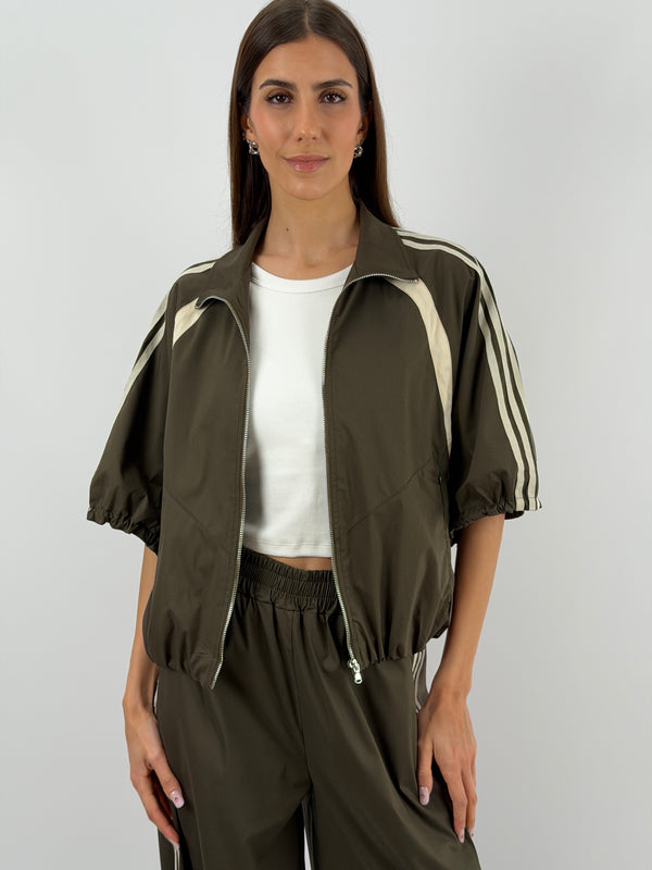 Giacca Sportiva Verde Militare con Bande Lumina