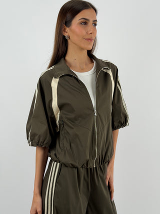 Giacca Sportiva Verde Militare con Bande Lumina