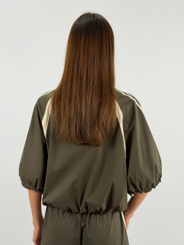 Giacca Sportiva Verde Militare con Bande Lumina