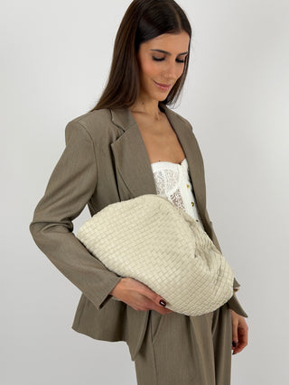 Borsa-Pouch Intreccio Beige