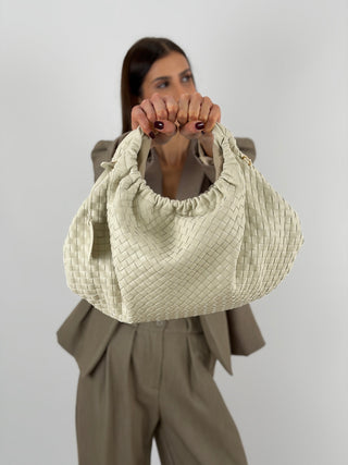 Borsa-Pouch Intreccio Beige