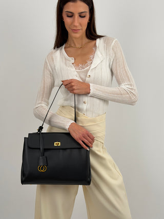 Borsa Ranch Media Nera - Metalleria Oro