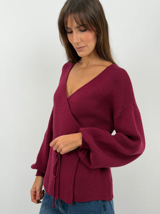 Burgundy Crossover Cardigan
