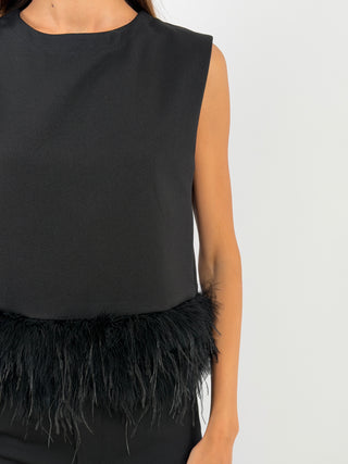 Black Top with Feathers - Lumina