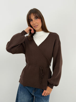 Cardigan Croisé Marron