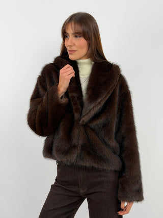 Brown Ginevra Faux Fur Jacket