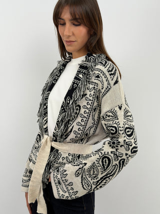 Cream Patterned Cardigan