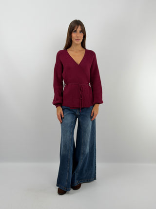 Burgundy Crossover Cardigan