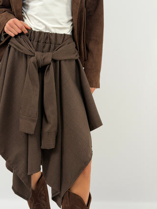Brown Midi Check Skirt